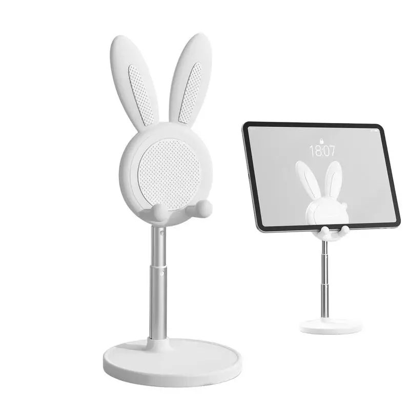 Rabbit Phone Holder Rabbit Figurines Home Decor Adjustable Cartoon Animal Tabletop Ornaments For Women Girl