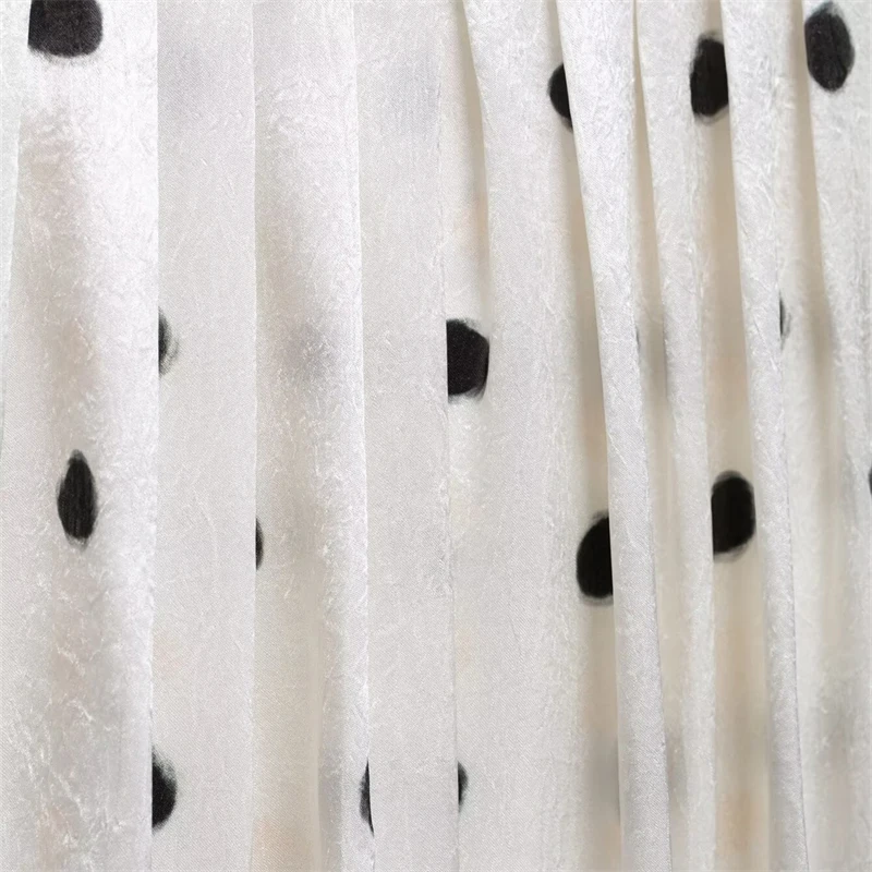 KEYANKETIAN Letnia Nowa Klasyczna Spódniczka Mini w Kropki Damska z Bocznym Zamkiem Błyskawicznym, Wysoki Stan, Plisowana Ozdoba, Spódnica do Kolan