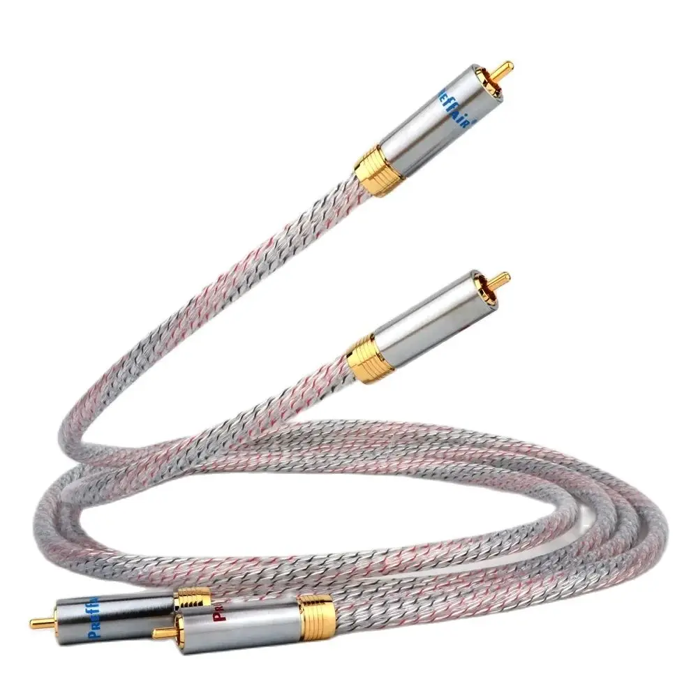 

Pair Valhalla RCA Cable Interconnect Cable With Gold RCA 7N Silver Plated Audio Male Rca-Plug Connector