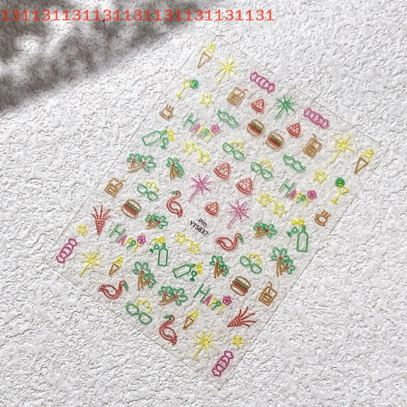 ثلاثية الأبعاد مسمار الفن ملصقات عطلة نمط الإغاثة لاصق المتزلجون الصيف 36 قطعة مسمار الزينة 12 تصاميم مسمار يزين #3