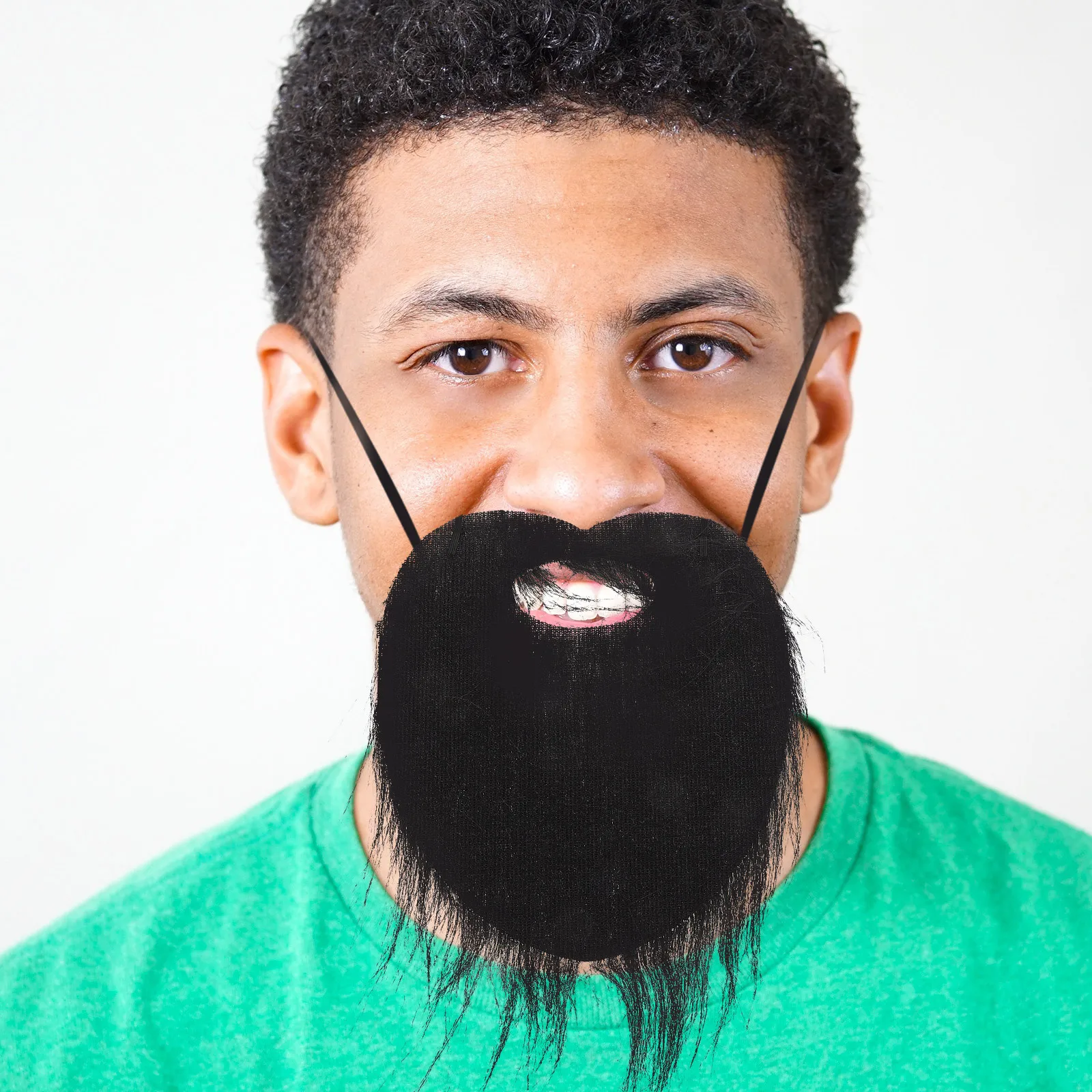 3 قطع من أزياء اللحية المزيفة للرجال الواقعية، إكسسوار أزياء الهالوين التنكرية للحفلات التنكرية، زي اللحية السوداء #2