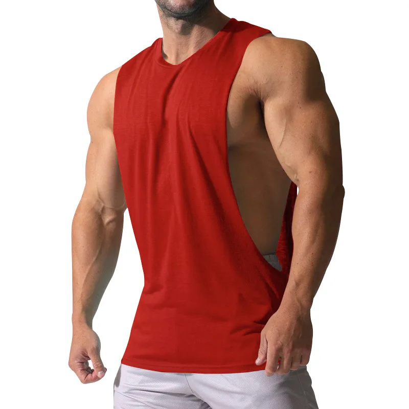 2024 new men's vest export muscular men's sports and leisure pure color men's sleeveless waistcoat T-shirt