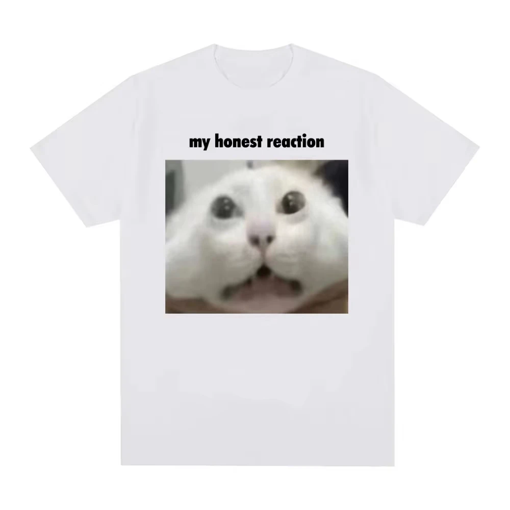 T-shirt 2026 « My Honest Reaction » – Motif humoristique chat, imprimé, pour hommes et femmes, vêtements décontractés et tendance