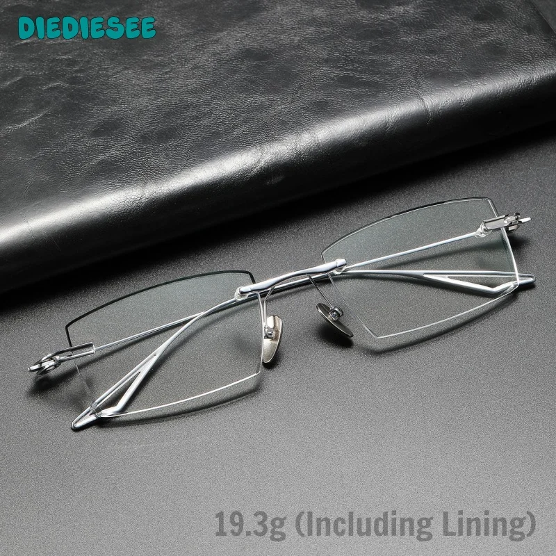 

DIEDIESEE New Ultra Light Anti Blue Light Frameless Glasses Fashionable Men's Cut Edge Optical Prescription Glasses Frame 80982