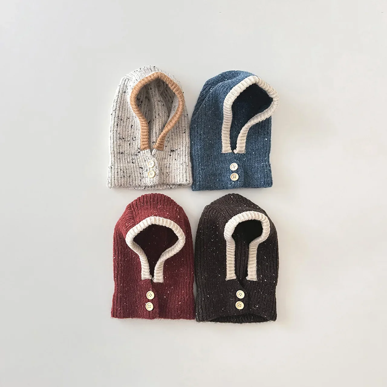 

Сплошной цвет, цельный детский шарф, зимняя теплая вязаная шапка-балаклава для детей, морозостойкие шапочки с капюшоном для мальчиков и девочек