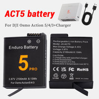 Battery for DJI Osmo Action 4 5 3  Action4  Action5  Action3 Sports Camera Accessories Batteries Pack +USB Dual Slot Charger