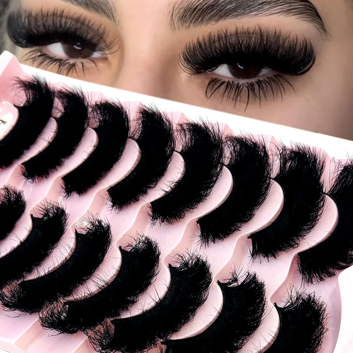 HBZGTLAD 5/8 Paar natürliche russische gestreifte Nerzwimpern 3D-falsche Wimpern Volumen gewellte falsche Wimpern Wimpernverlängerung Make-up – Detail 18