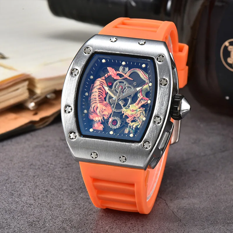 New Men Wrist Watch Skeleton Luxury Quartz Chronograph Waterproof Fashion Luminous Watches for Men Woman