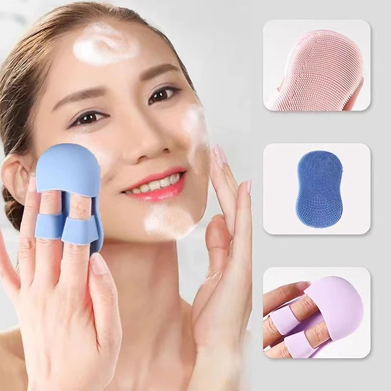 3 Stuks Mini Vinger Gezicht Wasborstel Zachte Siliconen Gezicht Borstel Neus Schoon Te Verwijderen Make-Up Wassen Gezichtsreiniging Cosmetische Borstel