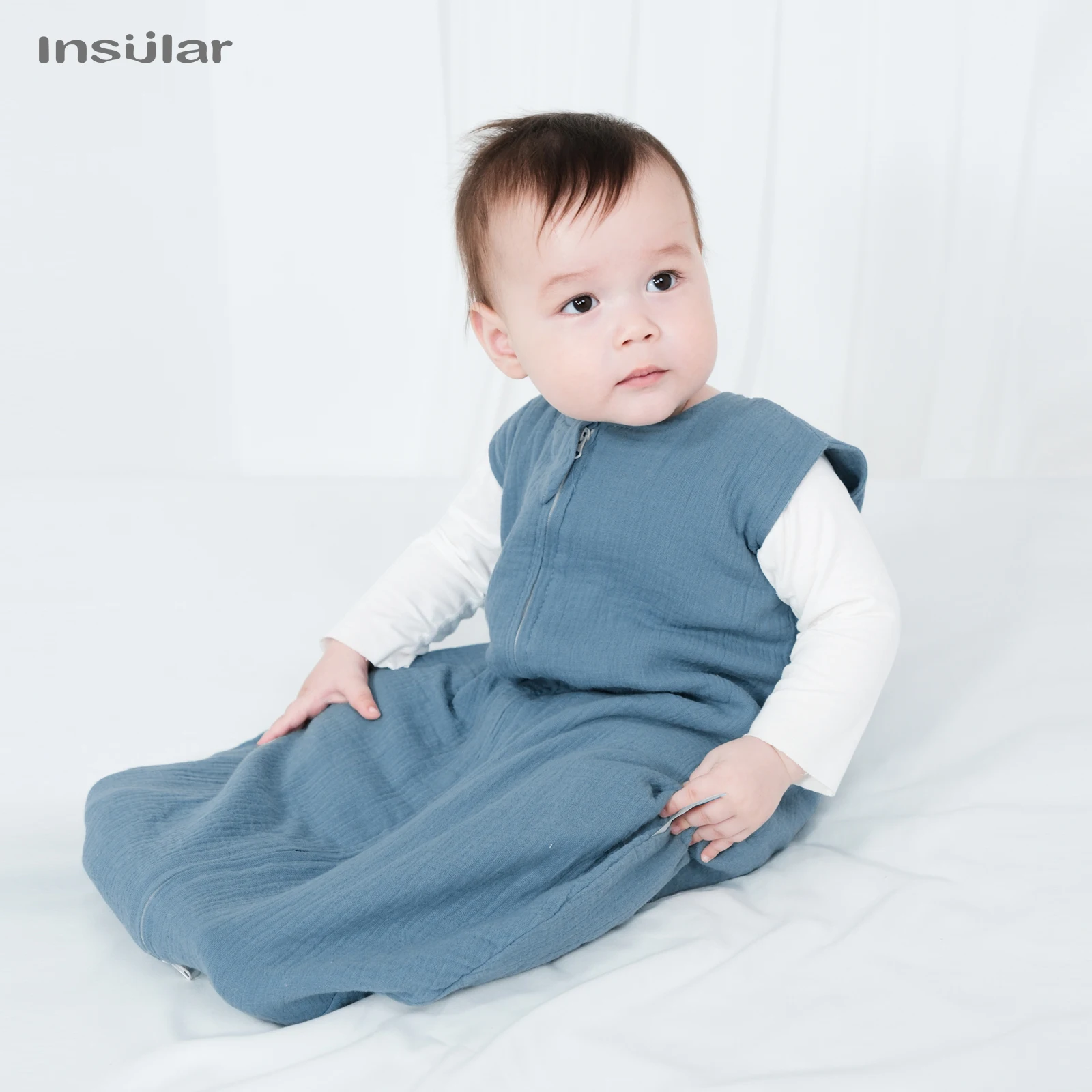 Newborn Baby Wrap The Blanket Sleeveless Swaddle Summer Thin Premium Muslin Cotton Soft 2-Way Zipper Easy Diaper Changes