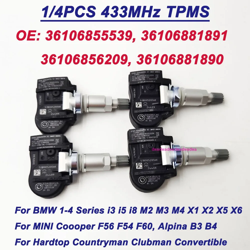 

1/4 шт. 36106855539 6855539 36106881891 36106856209 433 МГц TPMS датчик давления в шинах для BMW 1-4 серии Mini F56 F54 Alpina B3 B4