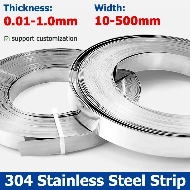 1 Meter Width 10/15/20/30/40/50mm 304 Stainless Steel Foil Strip Steel Foil Roll Narrow Strip Thick 0.1 0.2 0.3 0.4 0.5mm