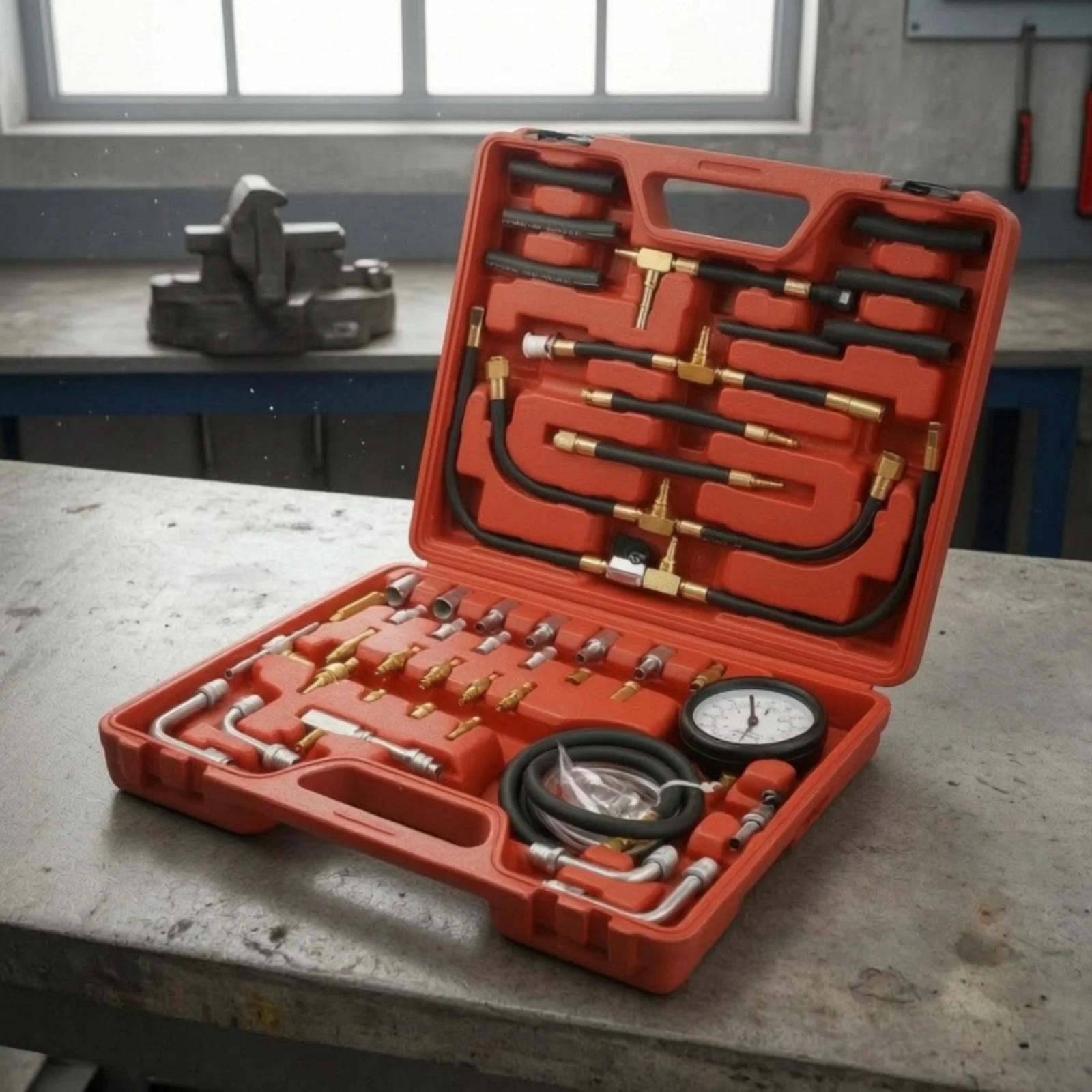 Fuel Pressure Test Kit Universal Fuel Pressure Tester Kit Diagnostic Tool Accurate Heavy Duty for Mechanics, Car Repair, Garage view 6