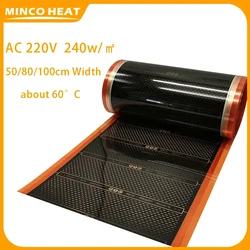 Minco Heat AC220V 220~240w/m2 50/80/100cm Width New Infrared Orange PTC Underfloor Heating Film 0.125~4㎡ for Flooring