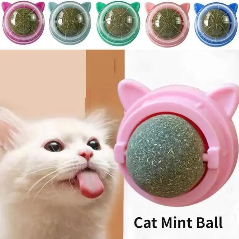 1 Pcs Natural Catnip Cat Wall Stick-on Ball Treats Healthy Natural Removes Hair Balls To Promote Digestion Pet Cat Grass Snacks