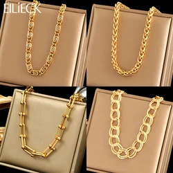 EILIECK 316L Stainless Steel Gold Color Chain Necklace For Women Girl New Punk Thick Neck Chain Waterproof Jewelry Gift Collar