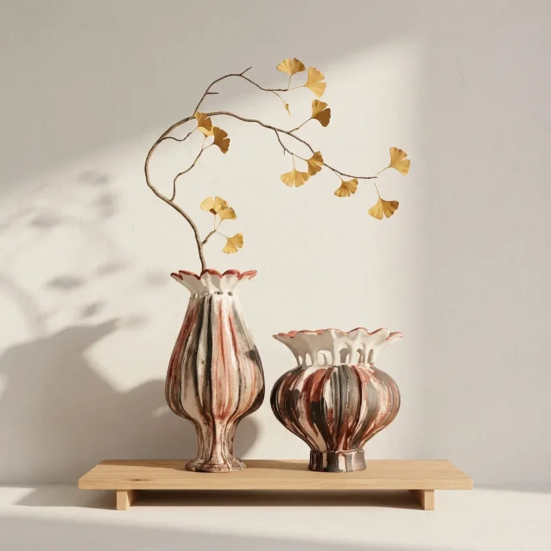 for Wabi Sand Wind Soft Decoration Home Ceramic Vase Modern Creative Hand-painted Color Matching Design Sense Homestay Flower