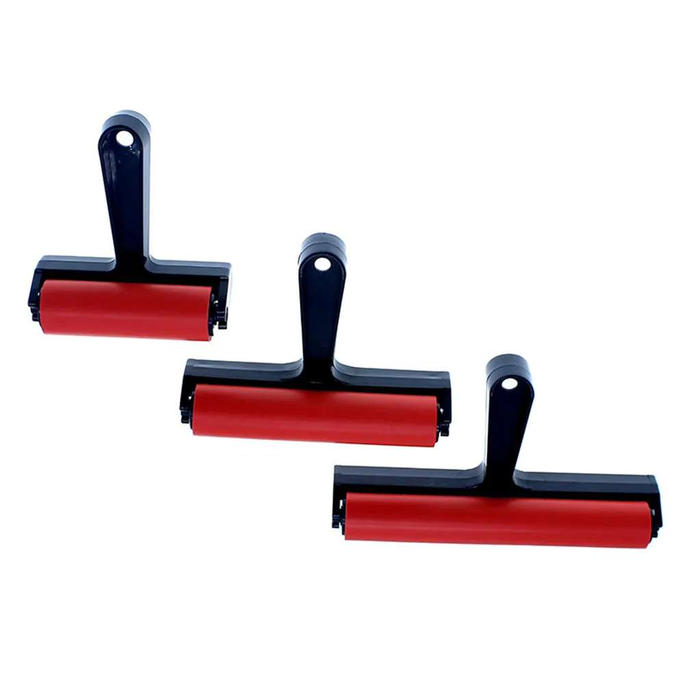 Red 10cm Rubber Roller Handle Safe Durable Long Time Use Absorb Paint Reduce Drips Scrapbooking Mixed Media Art Projects