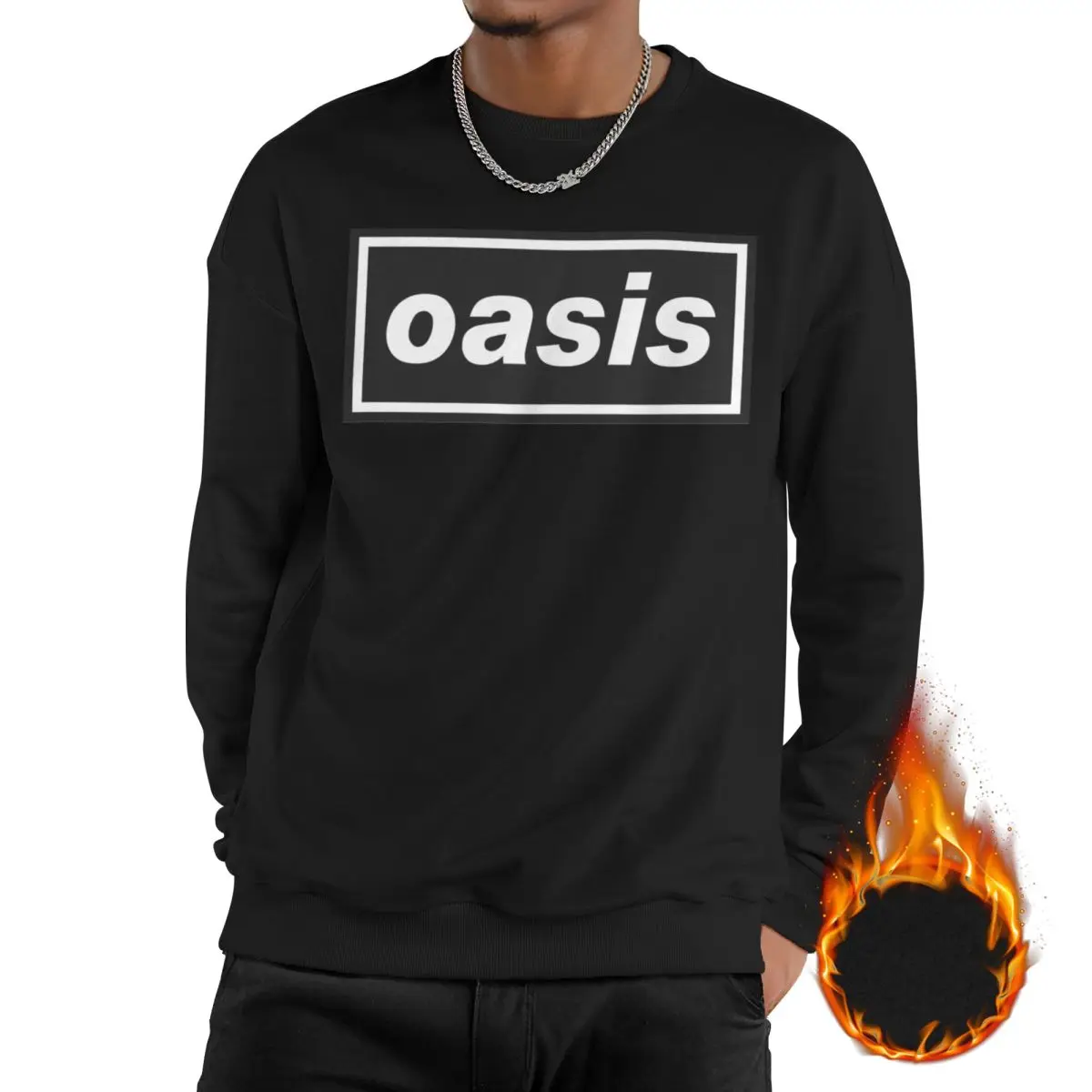 

Men O-Oasis Rock Band Fleece-Lined Sweatshirt Stylish 90s Music Tour Long Sleeve Sweatshirts Hoodie