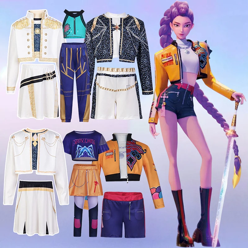 أطفال K-Pop رومي زوي ميرا تأثيري اكسسوارات زي فتاة عيد الميلاد كرنفال كوميك كون المرحلة هنتر لعب الأدوار الملابس وتتسابق