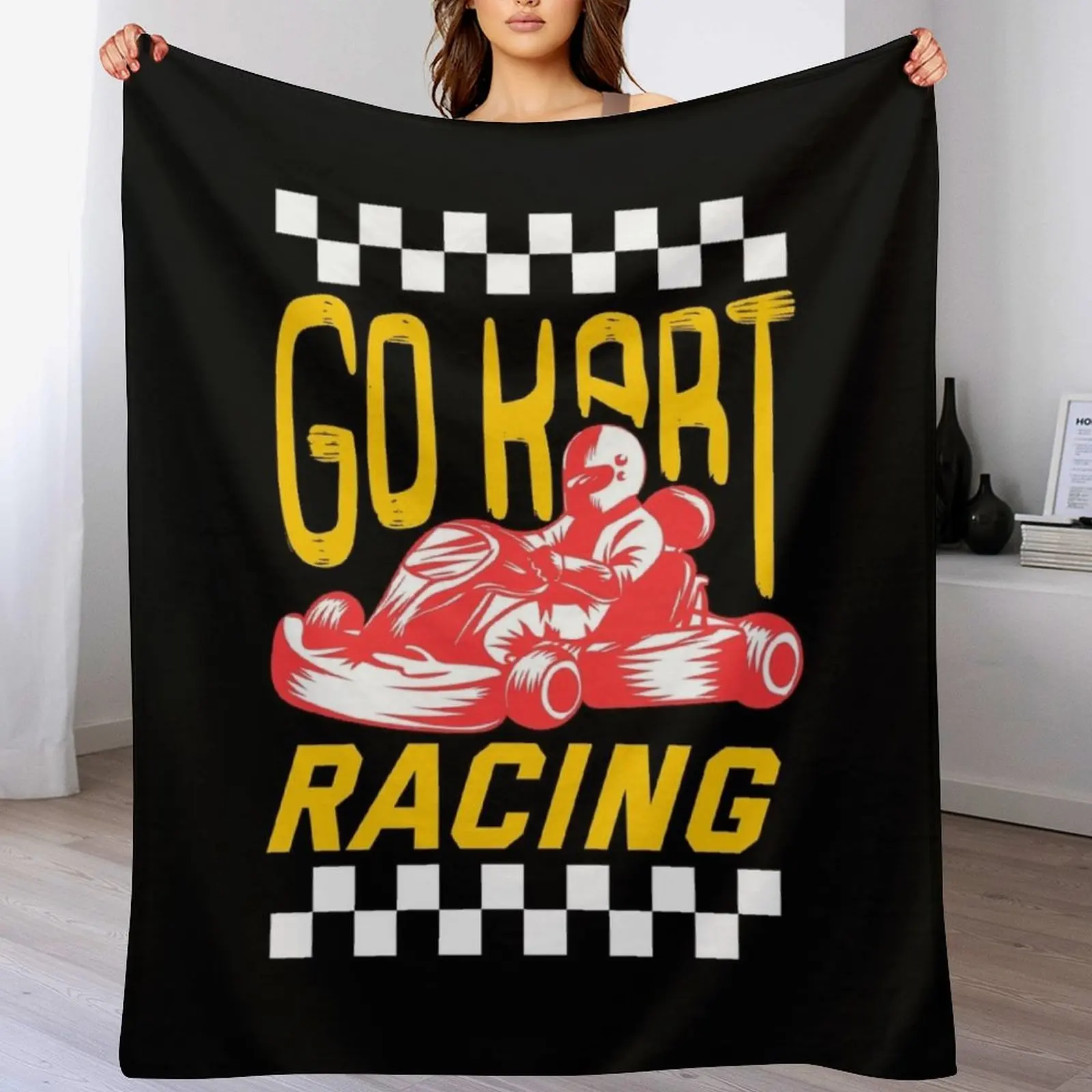 

Go Kart Racing Racer Gokart Gift Idea Men Women Throw Blanket bed plaid Decoratives Extra Large Throw Soft Plush Plaid Blankets