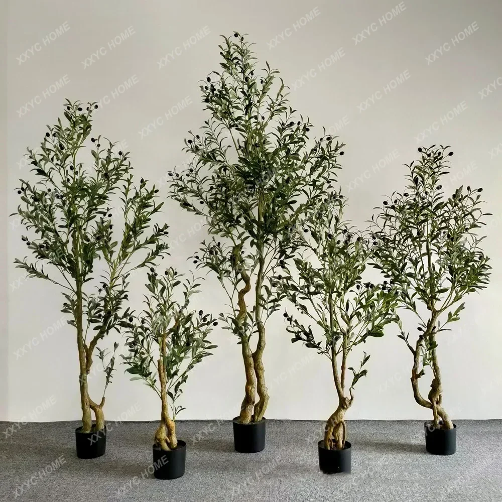 90~210cm Artificial Olive Tree Tall Fake Plant Potted Large Faux Olive Branches and Fruits Home Office Living Room Floor Bonsai