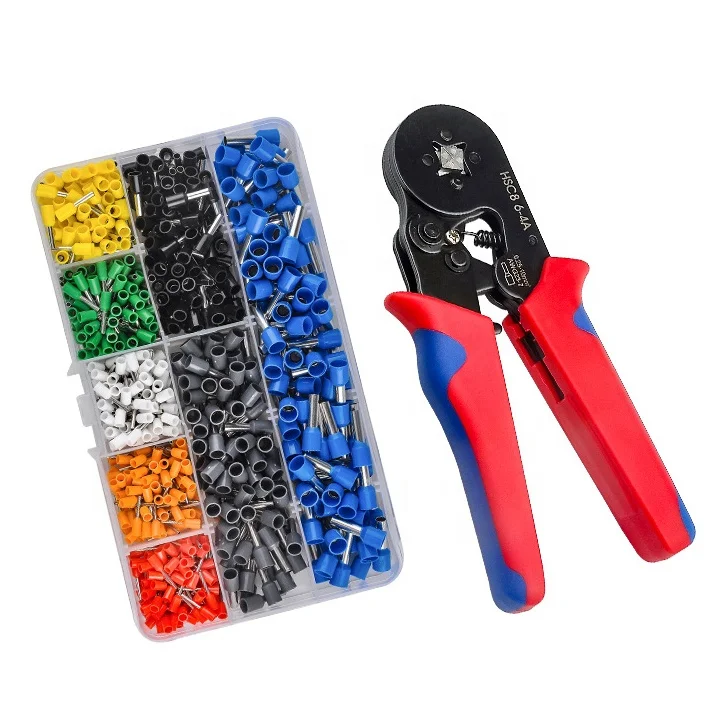 

Hsc8 6-4A Awg23-7 Insulated Ferrules cable Tool With 1200 Pcs Terminal Blocks 6-4a wire Crimpers Set