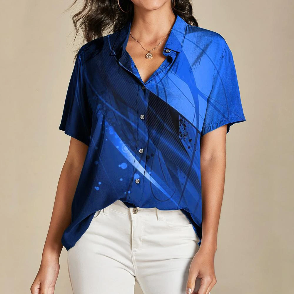 Fashion Tie-dye Striped Women Shirts Summer Short Sleeve 3D Print Gradient Street Trend Ladies Blouse 3XL Plus Size Casual Shirt