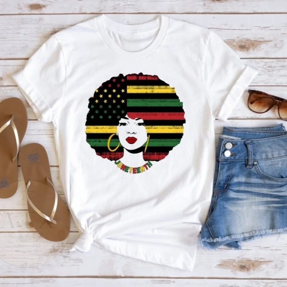 Juneteenth Women's Shirt Black Owned Clothing Juneteenth Tops Black History African Flag T Shirt African Women's Prints Tees