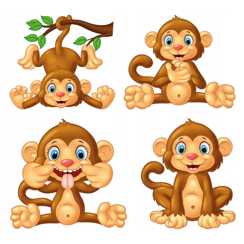 M300 Cartoon Monkey Animal Wall Sticker  Bathroom Toilet  Home Decoration Decals for Bedroom Kitchen Living Room Walls Decor