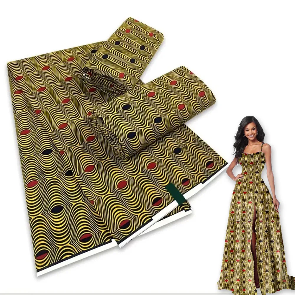 High Quality African Fabric Wax Print Cotton Quality Ankara Real Wax 6 Yards Textile For Evening Party Dress 05W4