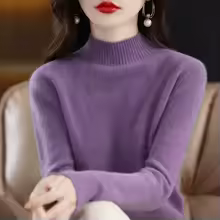 Cozy Long Sleeve Crop Top Solid Half Mock Neck Soft Knitwear - Dark Purple