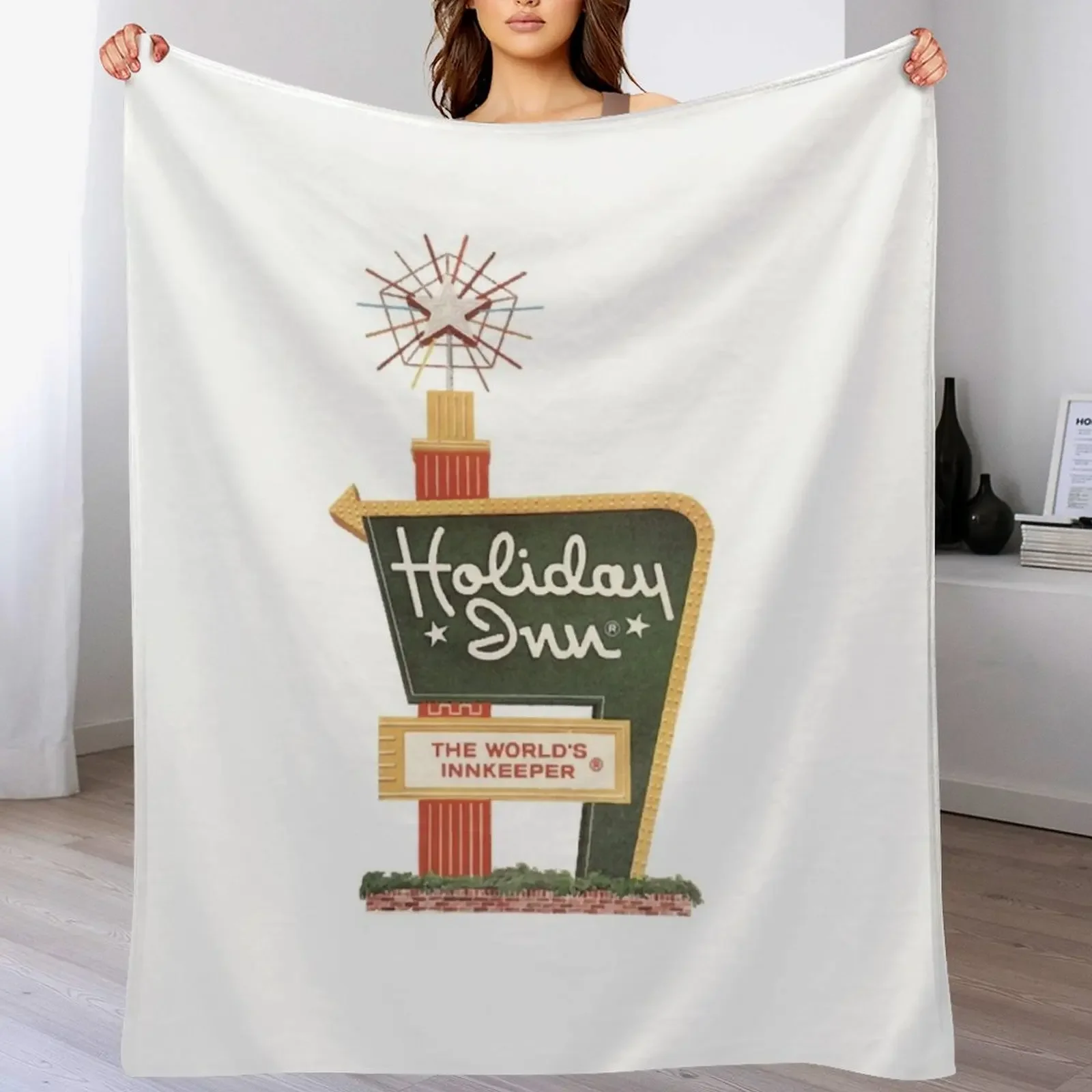 Iconic Holiday Inn Sign โยนผ้าห่มขนาดใหญ่สําหรับโซฟาถุงนอนโซฟาตกแต่งผ้าห่ม