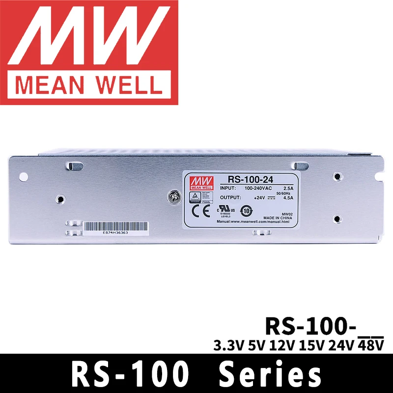 Mean Well RS-100-3.3/5/12/15/24/48 meanwell 100W AC/DC Single Output Switching Power Supply online store