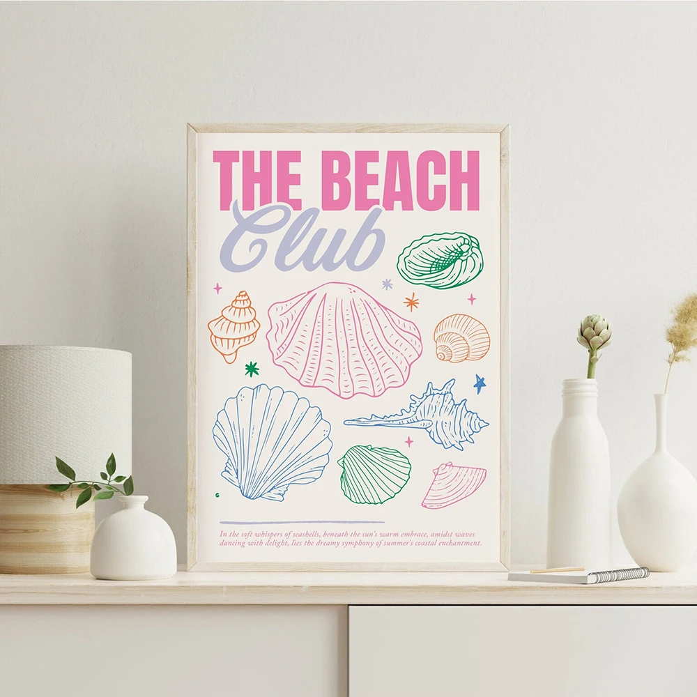 Maximalist Pink Party Coffee And Pastries Quotes Print Murals Beach Club Wall Art Canvas Painting Posters Living Room Home Decor