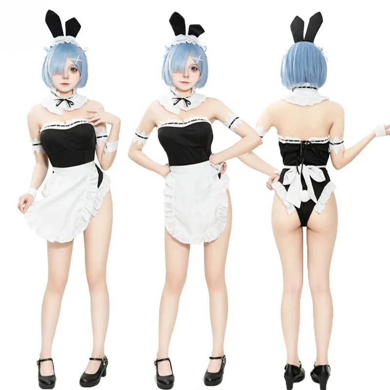 

Sexy Anime Cosplay Bunny Suit - Ram & Rem Re:Zero Adult Lingerie Costume for Women, Erotic Babydoll Lingerie Set