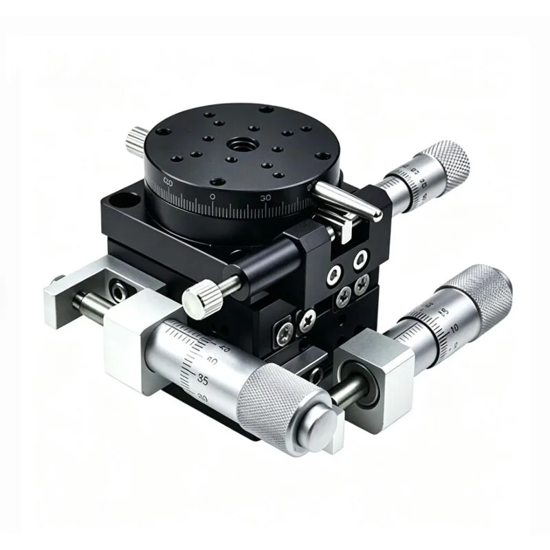 3-Axis Manual Precision Displacement Rotary Positioning Stage XYR Axis 40x40 Mm Table Model LSP40-LM for Technical Applications