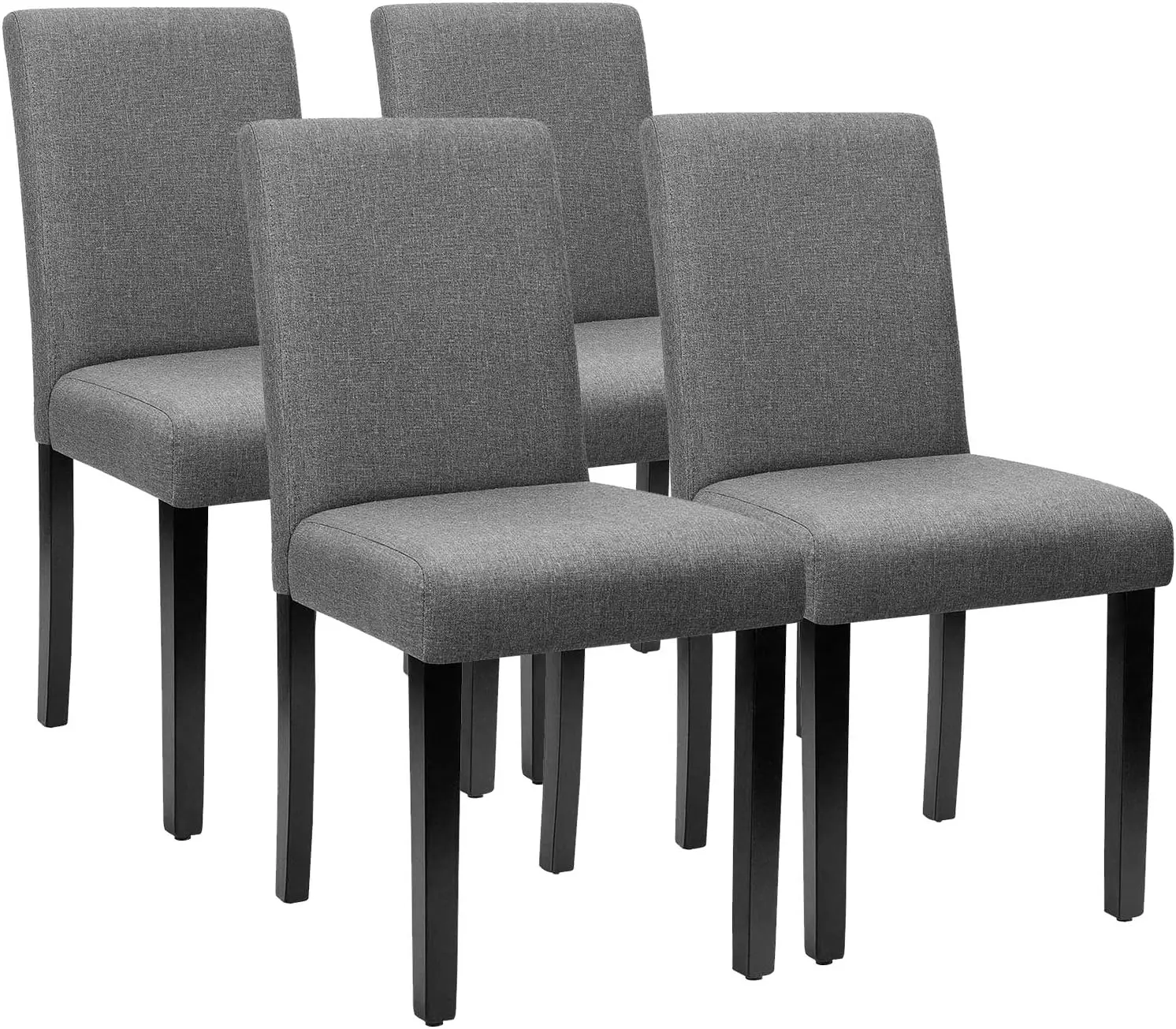 Dining Chairs Upholstered Parson Urban Style Kitchen Living Room Side Padded Chair with Solid Wood Legs Set of 4 (Fabric, Grey)