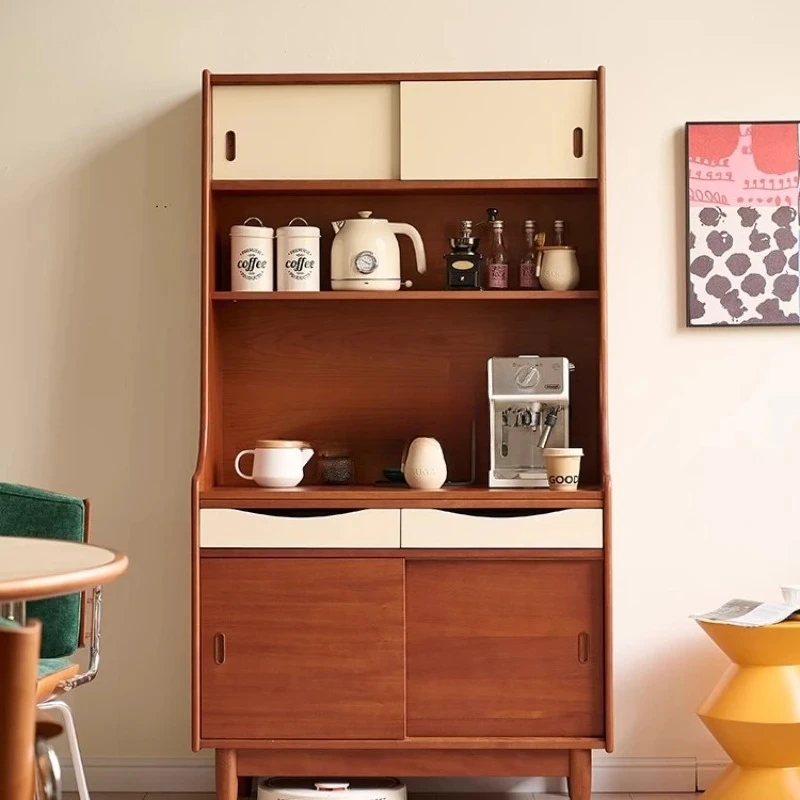 

Обеденный боковой шкаф из цельного дерева в средневековом стиле, шкафчик, многофункциональный шкаф для хранения в ресторане, чайный шкаф для хранения вещей