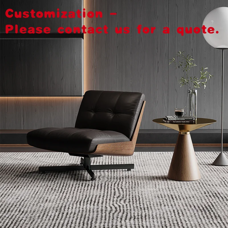 

custom.Atunus Italian Design Home Furniture Walnut Wooden One Seater Leather Single Sofa Living Room Hotel Lounge Office Chair