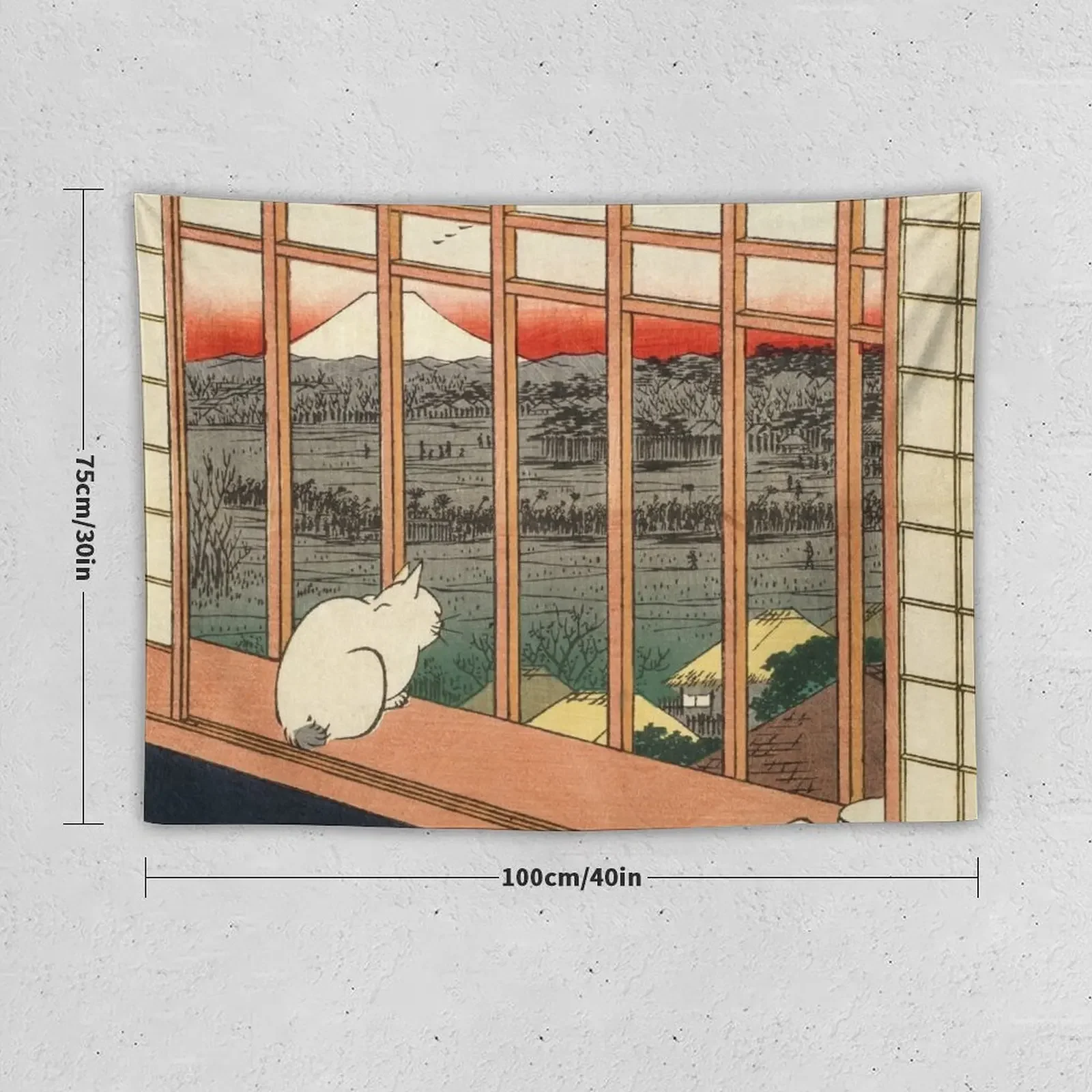 Cat at the window, Hiroshige Tapestry Bedroom Deco For Bedroom On The Wall Art Mural Tapestry