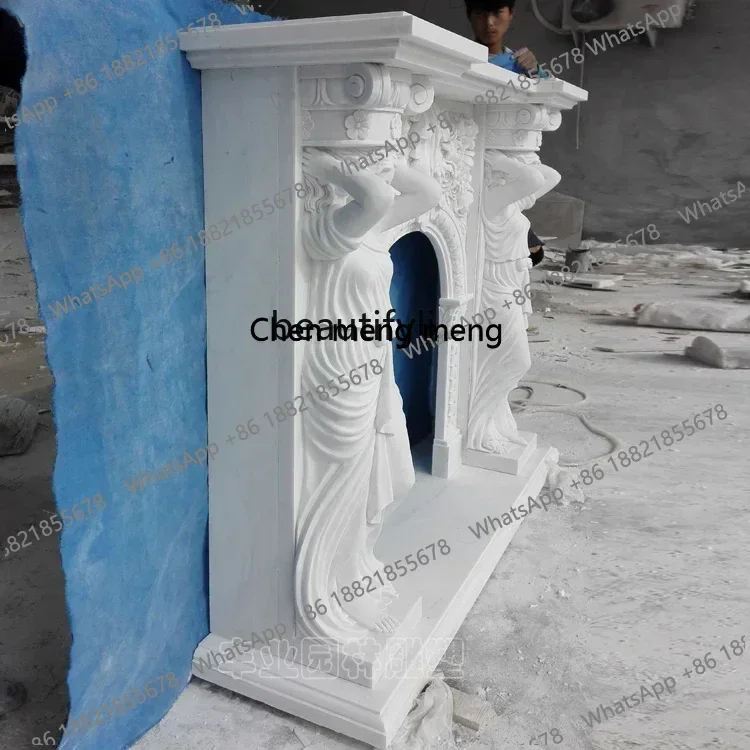 Z183 Marble marble figure statue fireplace interior decoration mantel, decorative cabinet stone carving