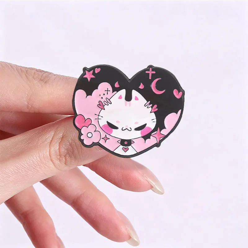 2er-Set Cartoon-Tier-Kollektion Emaille-Pins: Comic-Hund, Katze, Hase, Frettchen, Frosch, Fee, Mexikanische Fiesta, Gans Brosche Schmuck-Abzeichen – Detail 2