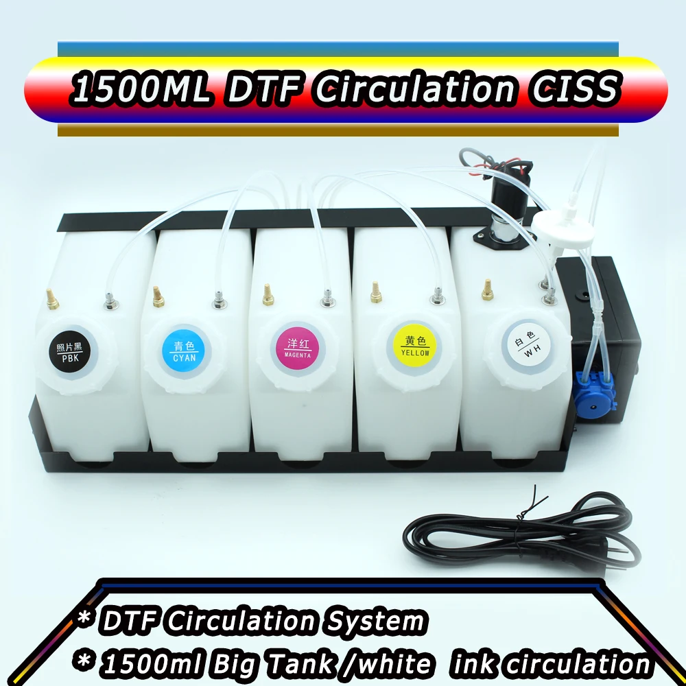 DTF Circulation CISS Ink System 1500ML For i3200 i1600 XP600 30cm 60cm DTF Printers White Ink Stirrer Mixer Timer Control Tank