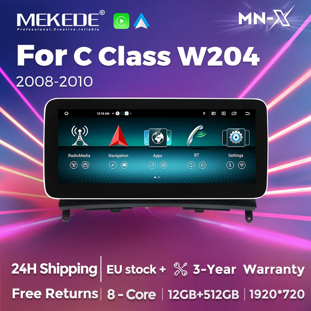 MEKEDE EU stock 12 + 256G Android 14 Auto CarPlay Per Benz Classe C W204 S204 2008 -2010 NTG 4.0 GPS Autoradio Sistemi Intelligenti
