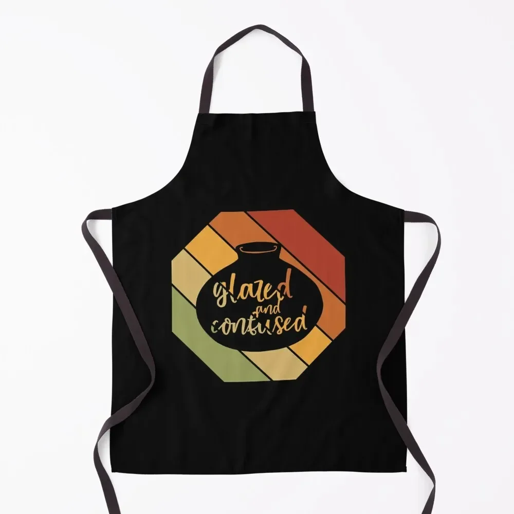 

Retro Clay Glazed Confused Pottery Porcelain Ceramics Ceramicist Gift Apron Chef Accessory Art kitchen clothes for men Apron