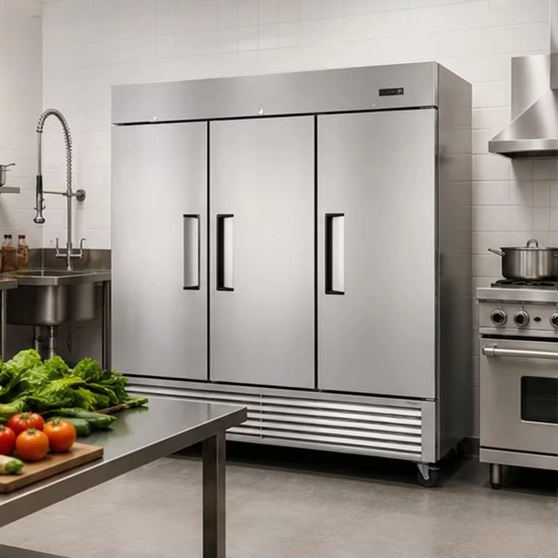 Commercial Triple Door Upright Refrigerator Stainless Steel Fridge  Vertical Chiller Freezer for Restaurant Hotel Kitchen
