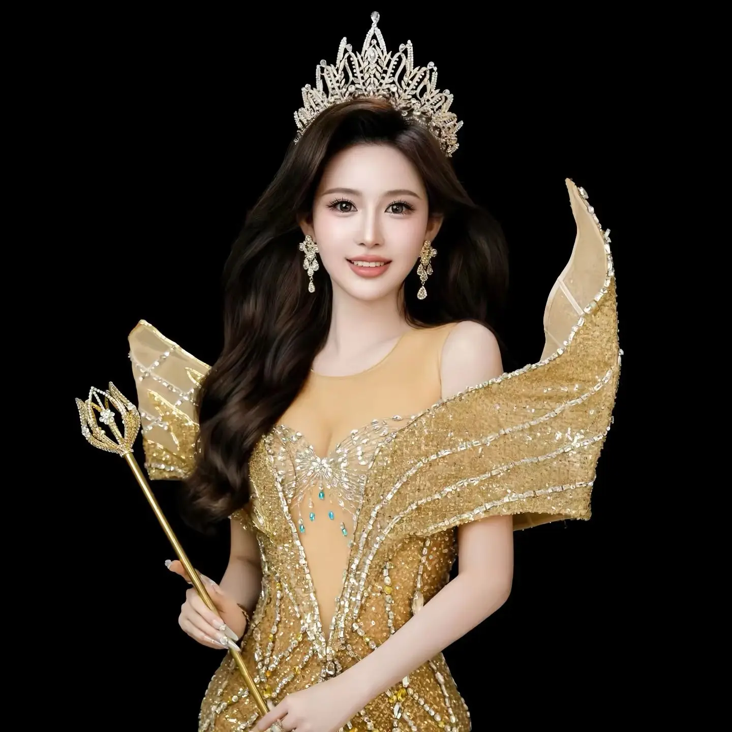 Baroque High Bridal Hair Crown Pageant Miss Tiaras Flower Headdress Bride Wedding Dress Diadem Hair Jewelry Accessories