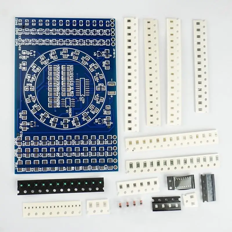 SMD Rotating LED Soldering Practice Kit CD4017 NE555 Chip DIY Electronic Project Kit for Hobbyists Beginners