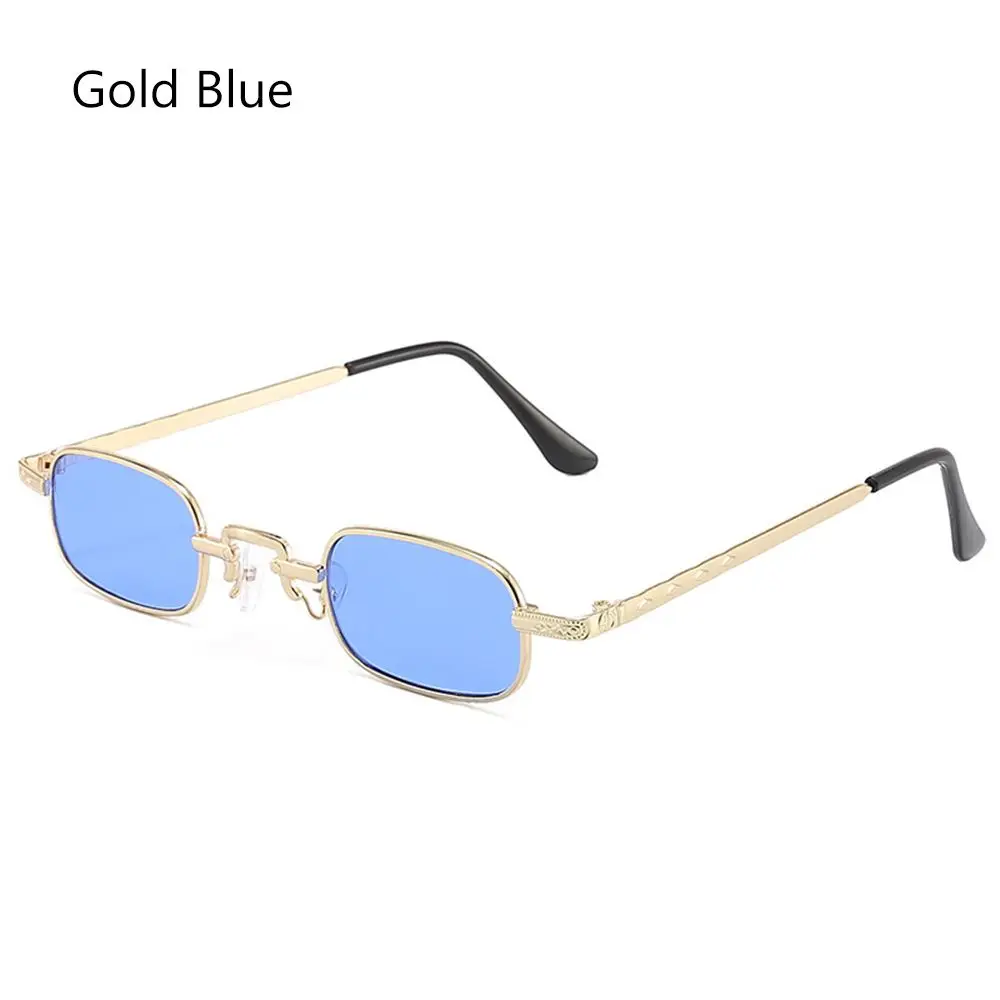 Retro Metal Frame Travel Shades UV400 Protection Punk Sun Glasses Small Rectangle Sunglasses
